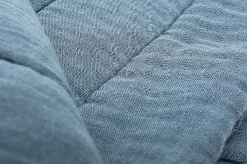 KOMPLET DO ŁÓŻECZKA DZIERGANY Z MUŚLINĄ NIEBIESKI