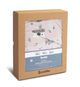 KOMPLET BAWEŁNA-MUŚLIN OPAK. POLANA RÓŻOWY