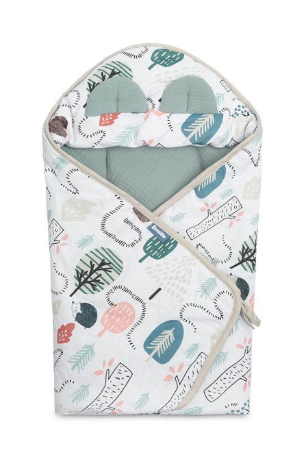 OTULACZ MUŚLINOWY DO FOTELIKA - JEŻE SZMARAGDOWY