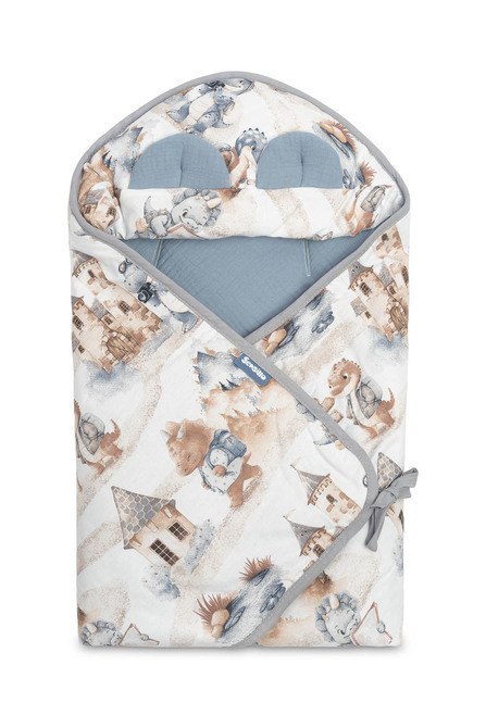 OTULACZ MUŚLINOWY DO FOTELIKA - SMOKI JEANS