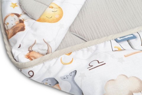 OTULACZ MUŚLINOWY DO FOTELIKA - ZODIAK SZARY